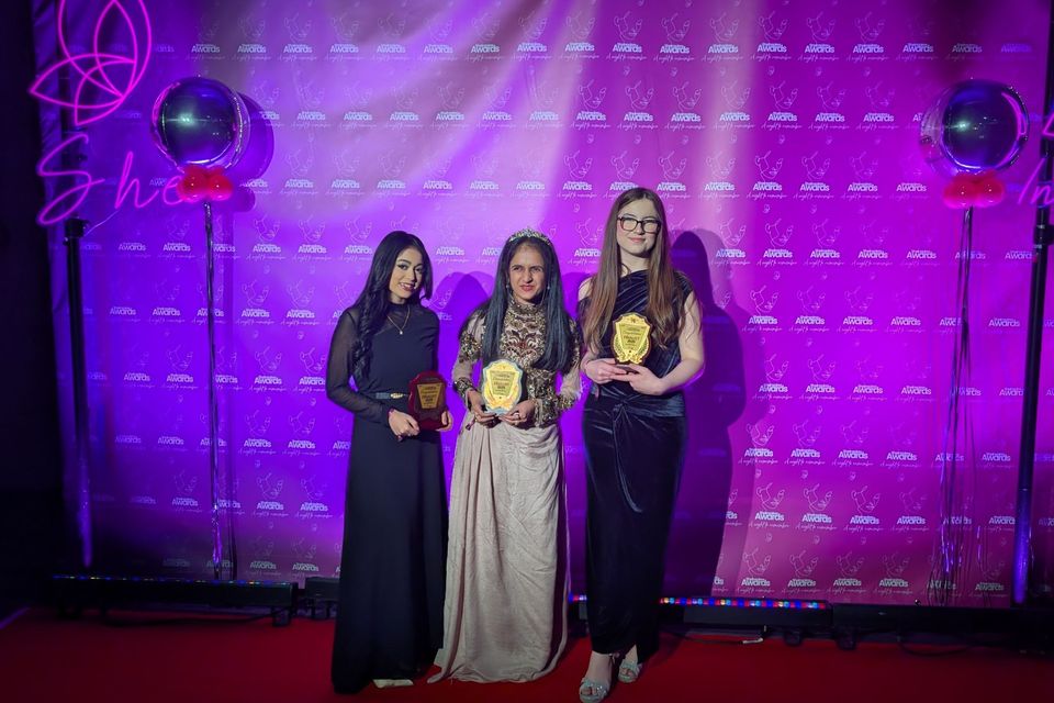 Image of three students at awards ceremony Image of three students at awards ceremony
