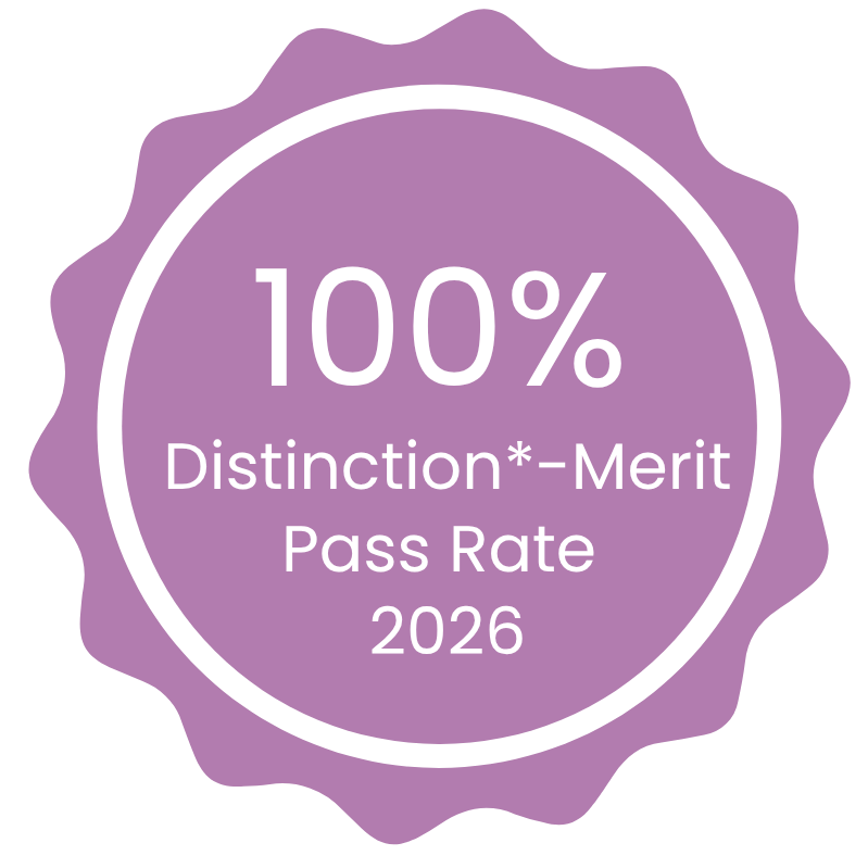 Graphic showing 100% pass rate distinction *- merit 2026 Graphic showing 100% pass rate distinction *- merit 2026
