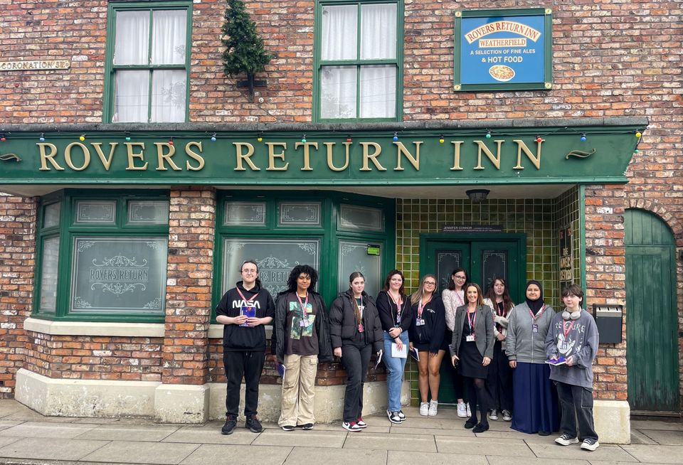 Image of Media Studies students on the Coronation Street set