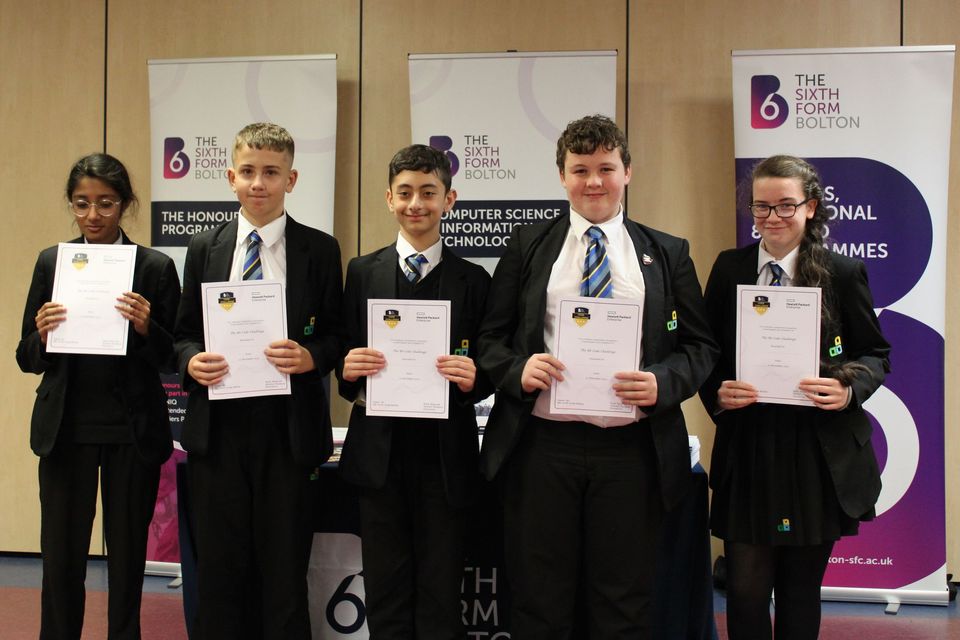 Group of school students with certificates